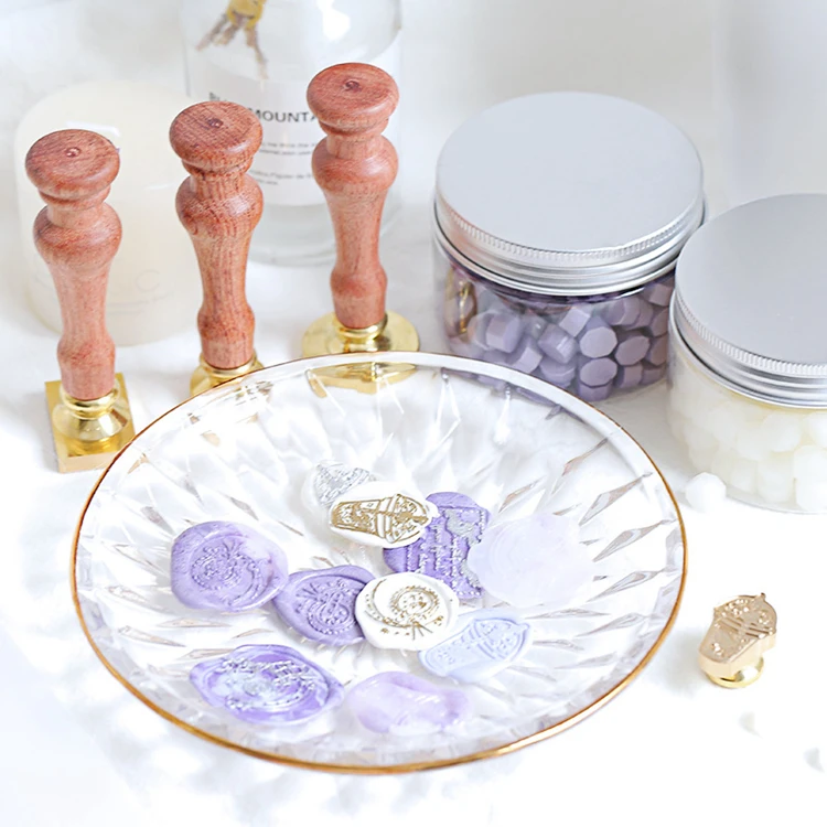 Custom Sealing Letter Wax Seal Stamp Set Kit With Wooden Handle