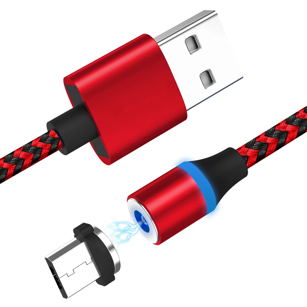 Wholesale 3A Magnet Phone Led Fast Charging Data Cable Micro Usb Aluminum Alloy TPE Copper Core Communication Power Cables
