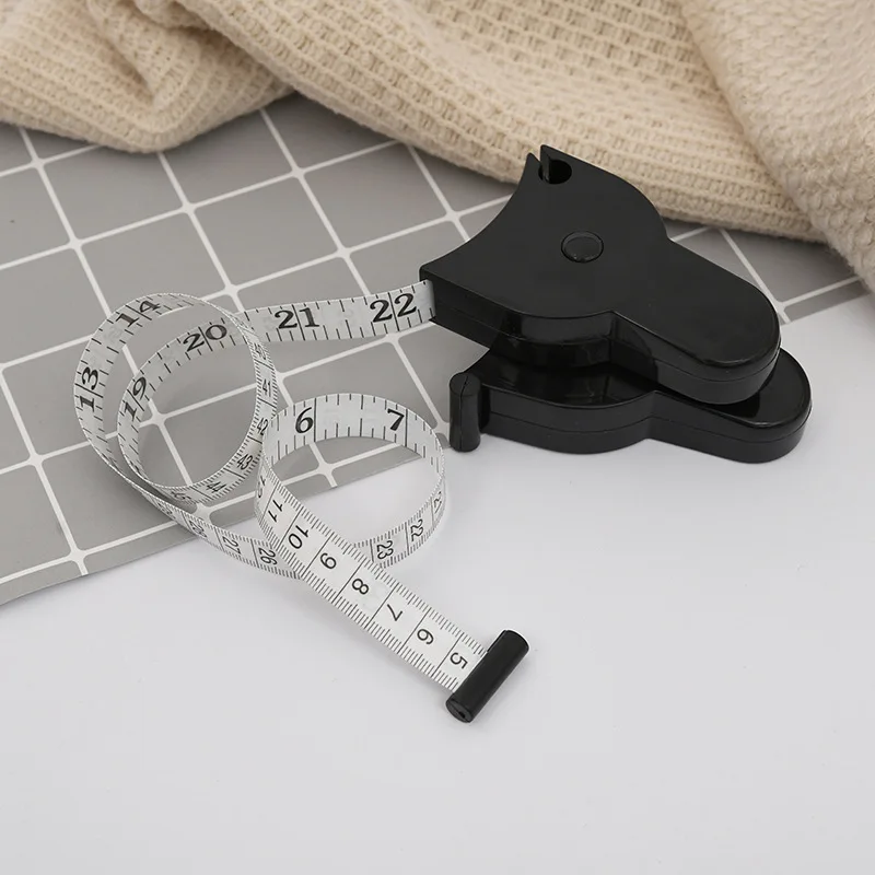 
150cm Black Retractable Weight Loss Measure Ruler Body Fat Caliper Fitness BMI Calculator Measuring Tape 