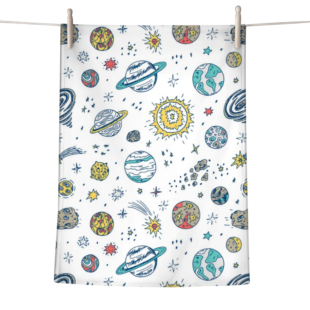 Cotton linen blends Kitchen Tea Towel standard tea towel size custom printing logo double sides printed