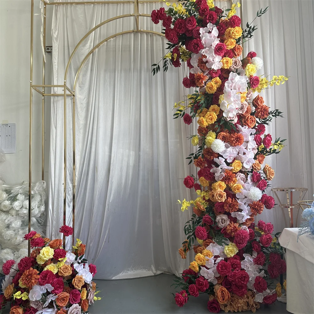 IFG Floral Arch with Tropical Fuchsia Pink Orange Rose Hydrangea Flowers for Easter Back to School Wedding Backdrop Decor