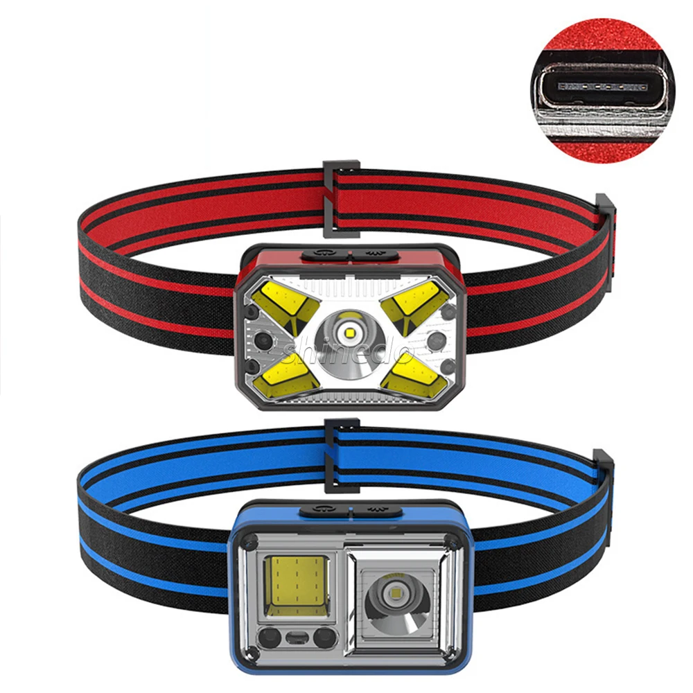 Super Bright 300Lux Head Lamp USB Rechargeable LED Headlamp Flashlights with Motion Sensor
