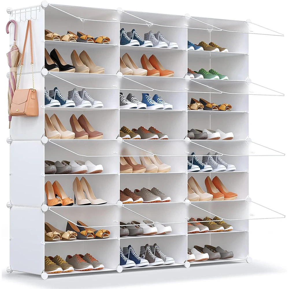 Wholesale Custom Size OEM white modern shoe storage cabinet shoe rack with transparent door