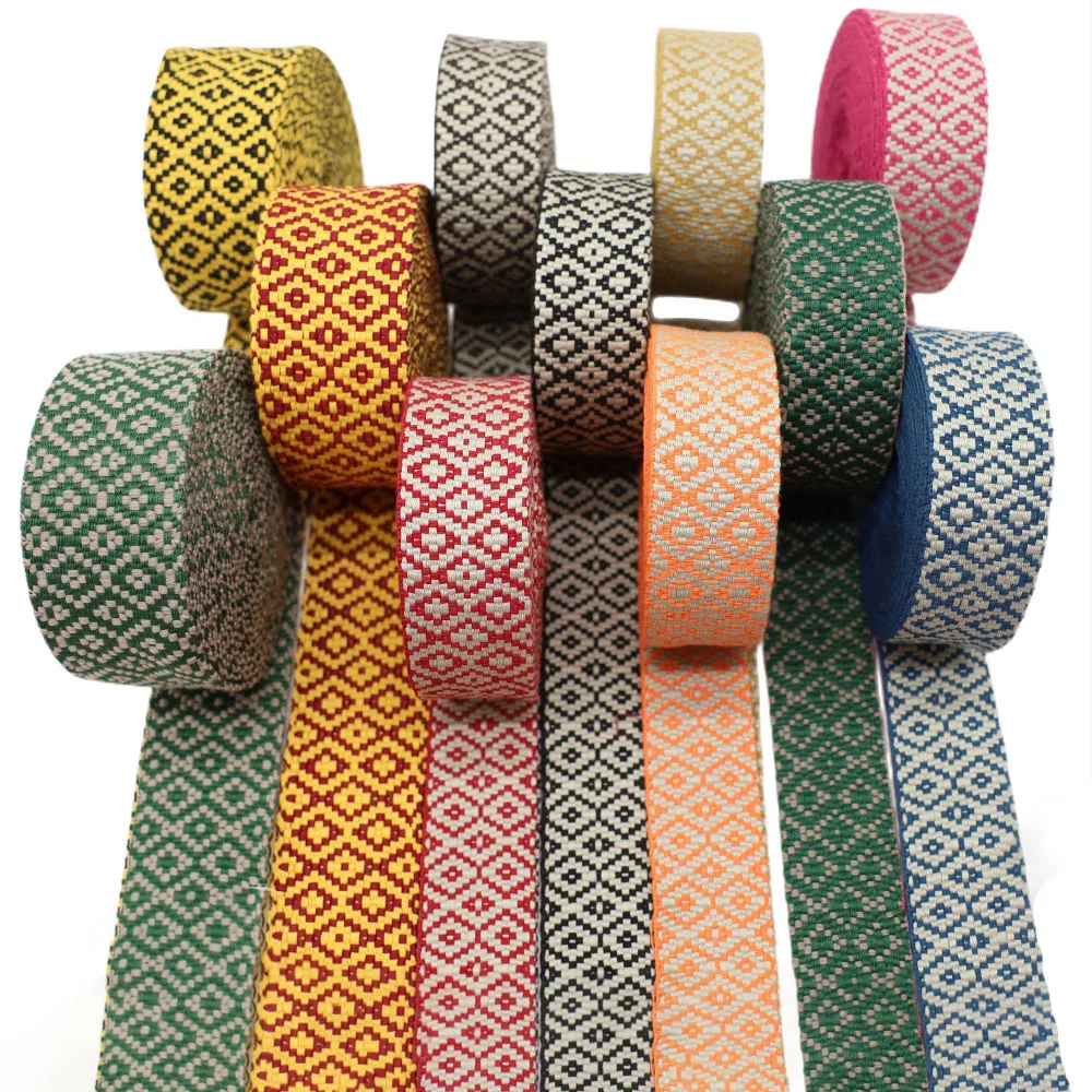 REWIN Wholesale Bag Accessories Custom Thick Ethnic Woven Guitar Strap Trim Belt 2 inch Wide Soft Cotton Jacquard Webbing Strap