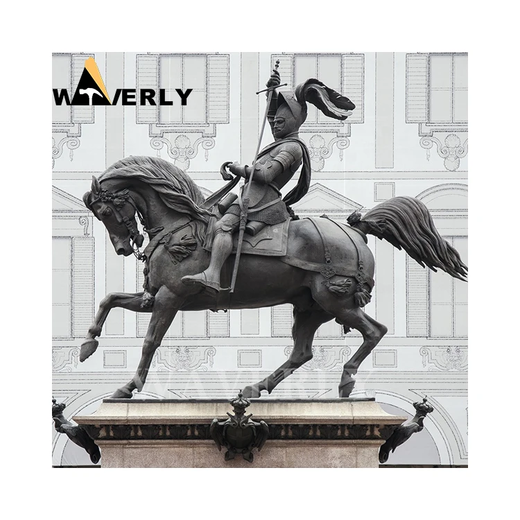 Outdoor Metal Knight On Horse Statue Sculpture Large Bronze Brass Statues Life Size Knight Metal Statue