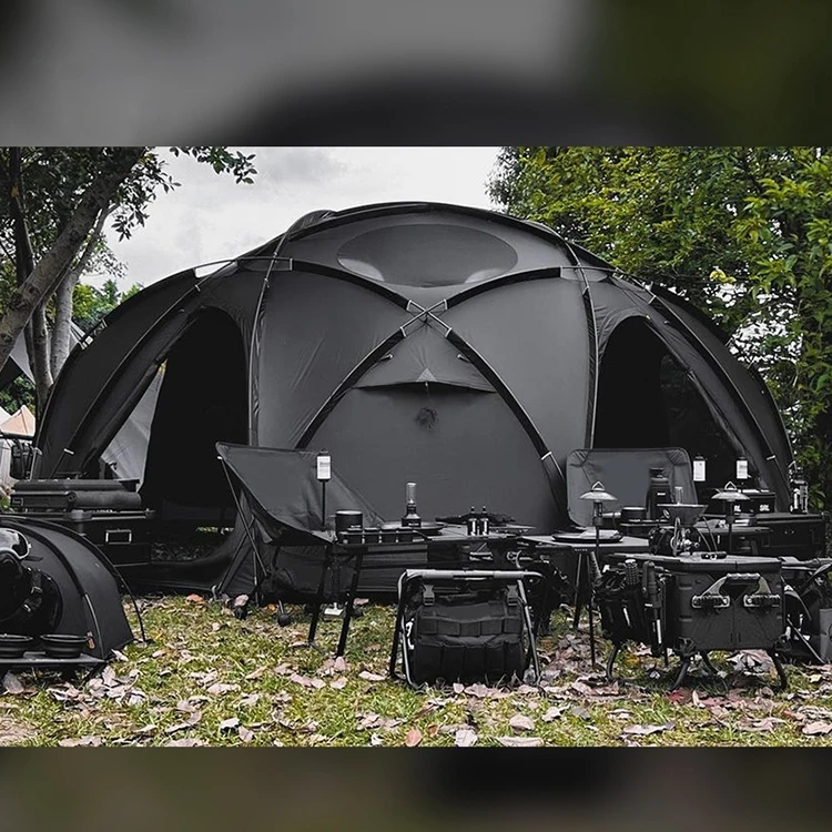 Высококачественная наружная Стильная дизайнерская Роскошная Портативная Складная всезонная семейная алюминиевая Брезентовая купольная палатка