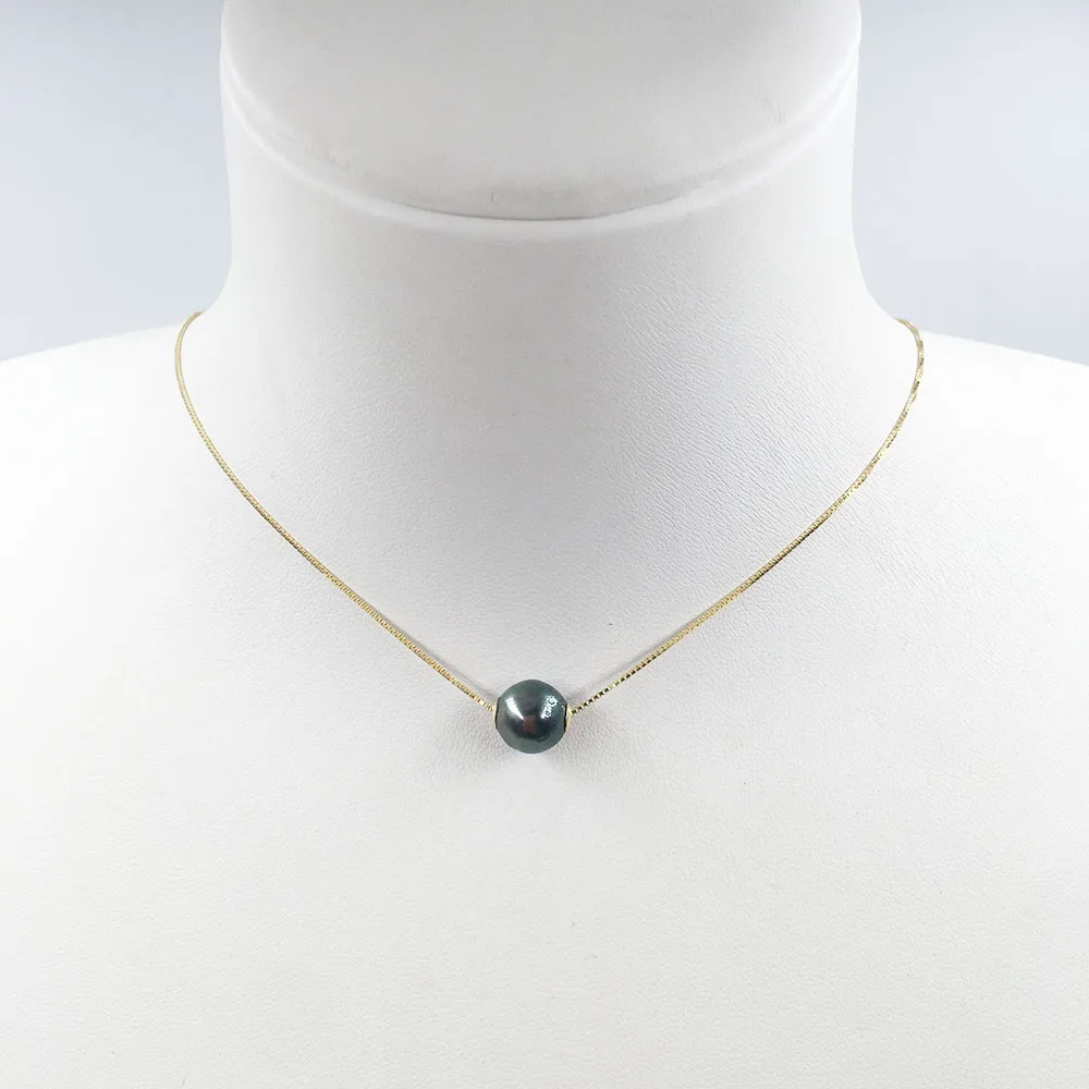 8-10 MM NATURE Tahitian black pearl sea-salt PEARL NECKLACE A+ near round shape tahiti pearl,925 SILVER CHAIN 16 inch 18 inch