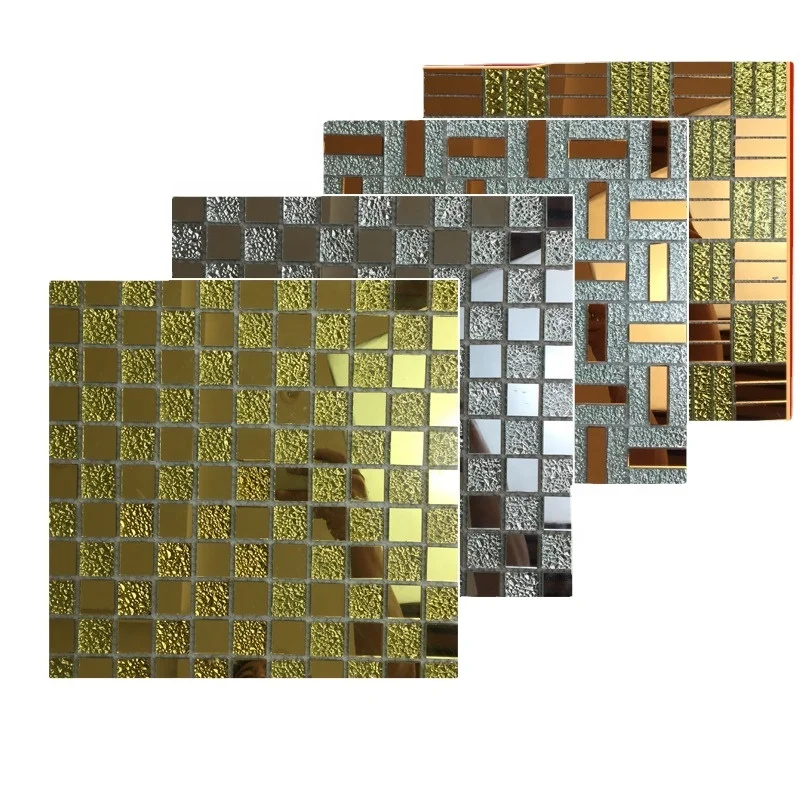 Crystal Gold Diamond Mirror Mosaic Tiles Backsplash Art Mirror Wall Tiles For Kitchen Bathroom Hotel Room