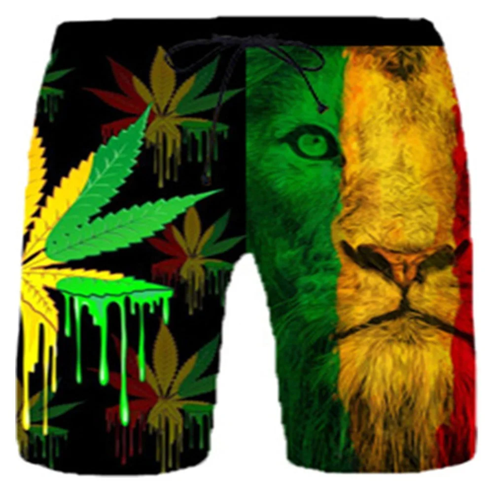 Wholesale Custom Beachwear Rasta 2021 African Print Swim Trunks Quick Dry Jamaica Mens Beach Shorts and Drawstring Summer Shorts