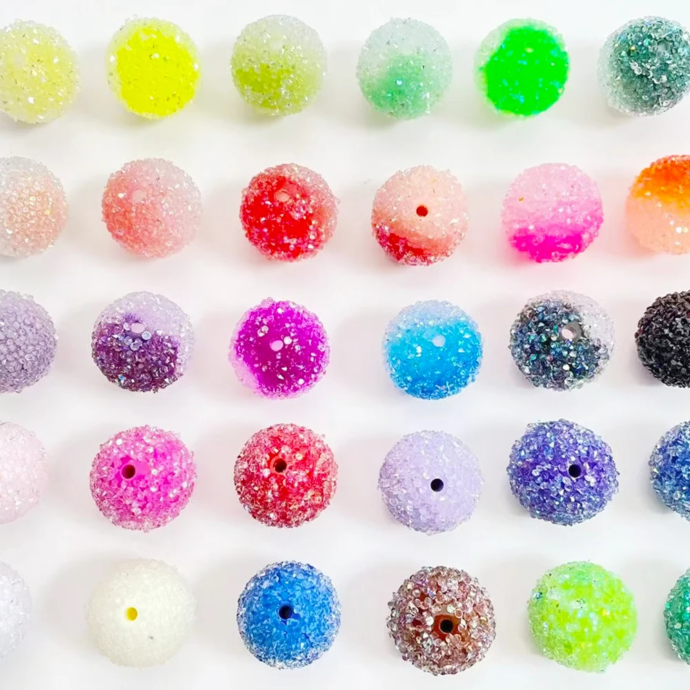 SOJI HOT 20mm Chunky Bubblegum Beads Granule Granulated Acrylic Rhinestones Gradient Sugar for Pen Making