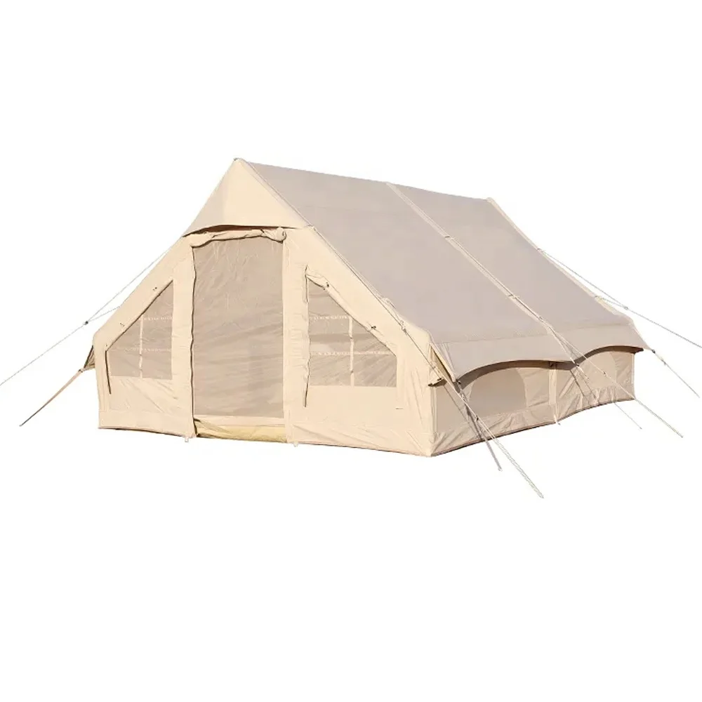 Luxury Cabin House Cotton Tent Waterproof Air Inflatable Camping Outdoor Inflatable Camping Tent For 5-6 Person