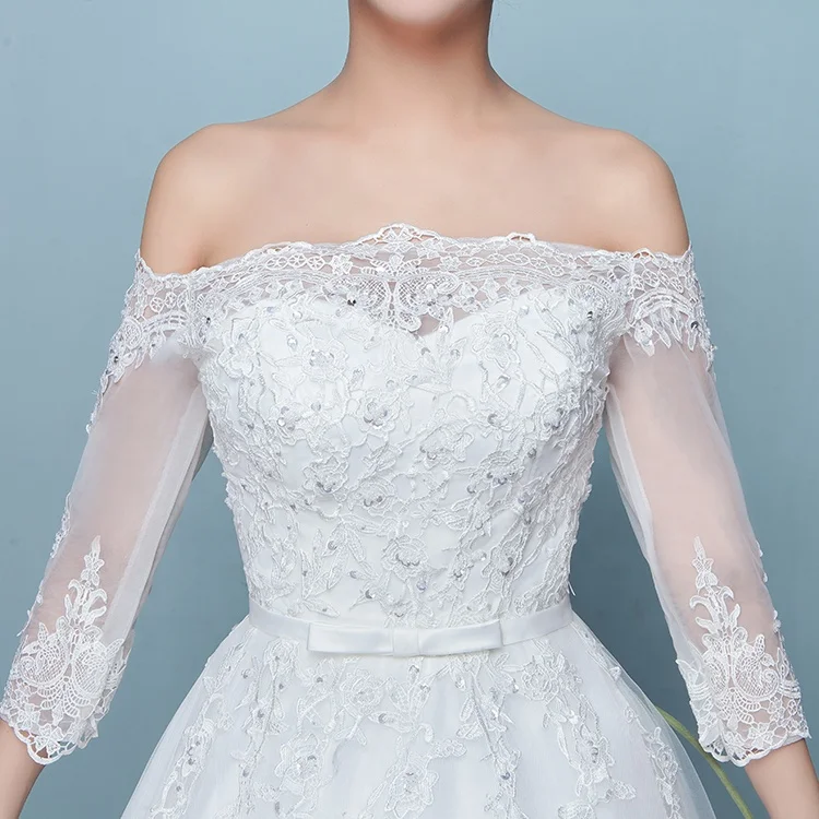  Новые модные женские свадебные платья на одно плечо с длинным рукавом для невесты