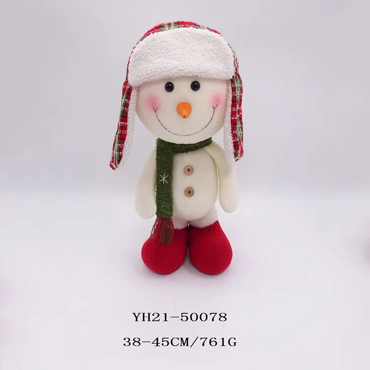 
25/30CM Cute Smiling Christmas Snowman Standing Foam Head With Military Hat Christmas Kids Toys 