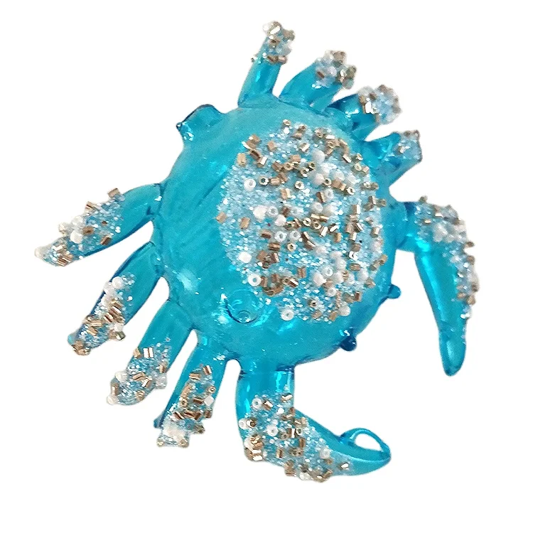 New Design Custom Made Sea Animal Crab Shaped Figurine Glass Blown Christmas Ornaments For Xmas Tree Hanging Decoration And Gift