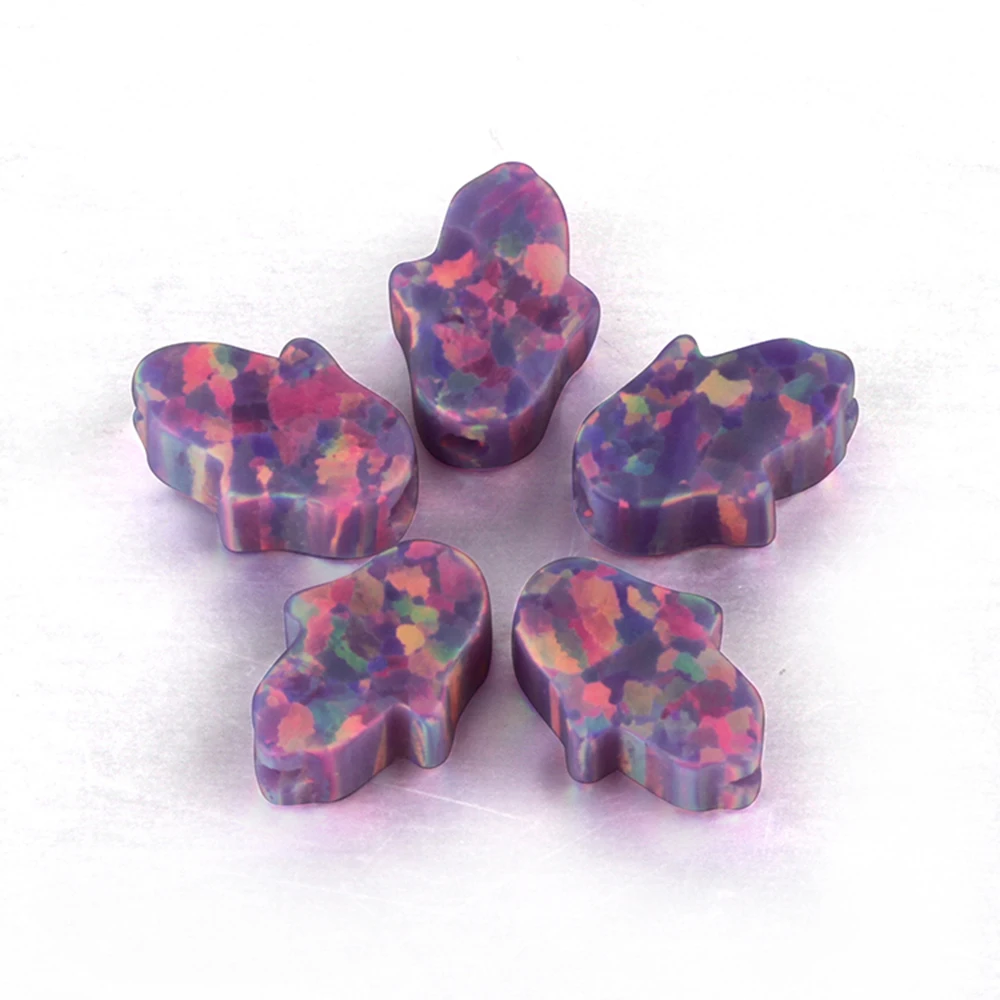 Zhengyong Jewelry OP38 Lab Created Opal Hamsa Hand Shape Synthetic Fire Opal 92 Colors Available