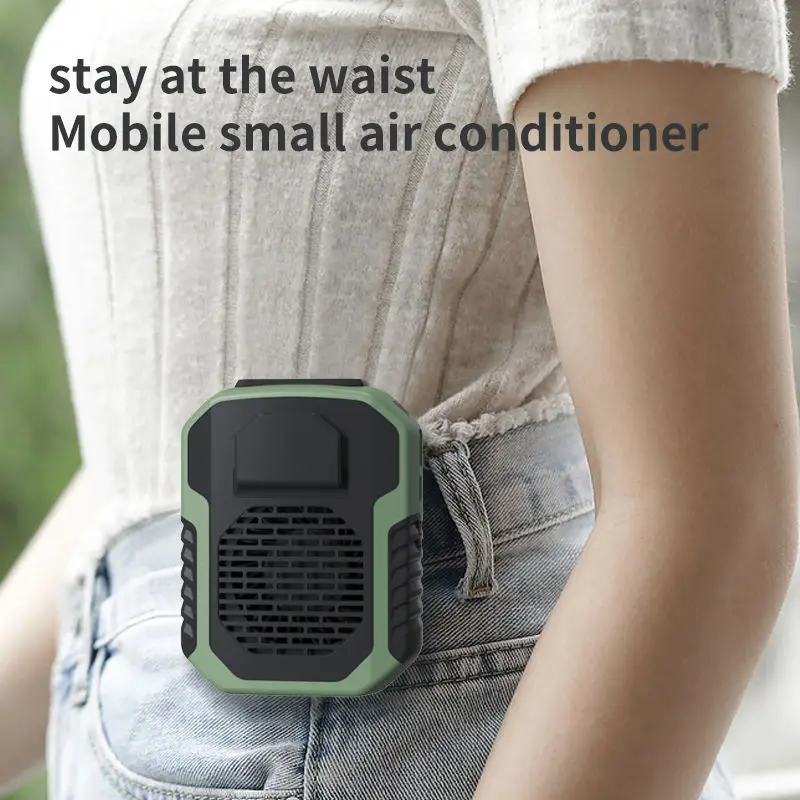 Outdoor Portable Rechargeable Fan 2000mAh Hanging Neck/Waist Fans 3 Wind Speed Mute Fan with Power Bank