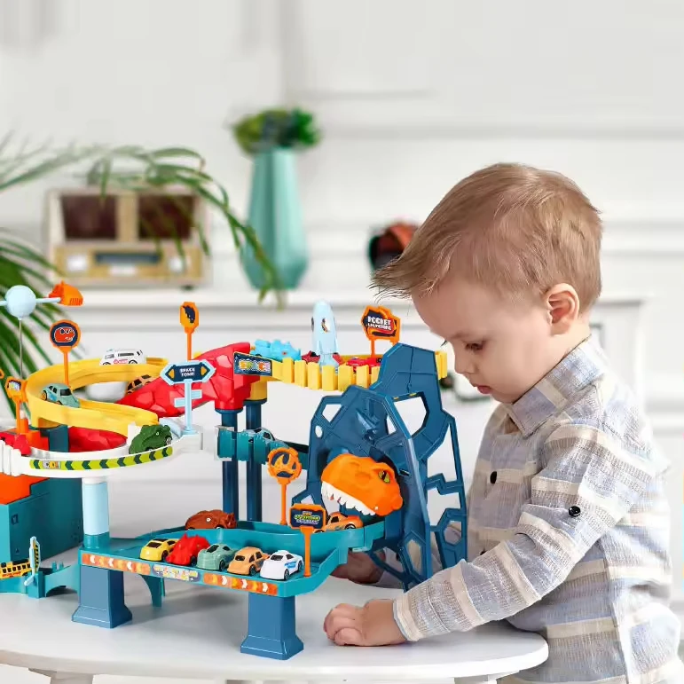 Hot Selling In Europe And America Boys Slot Car Race Track Sets Dinosaur Racing Track Car Adventure Toys