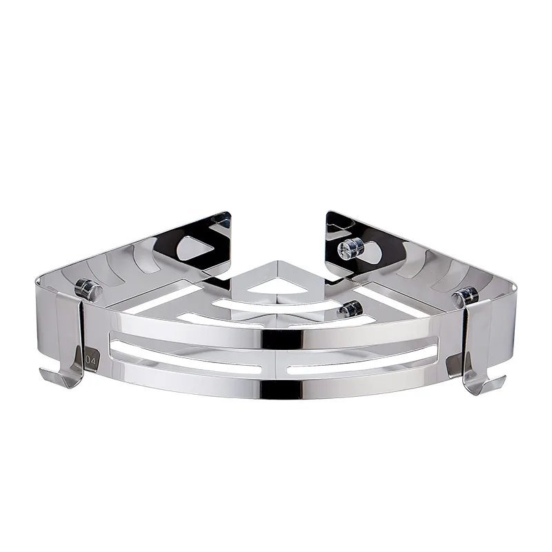 304 stainless steel shower caddy adhesive wall mounted bathroom basket holder bath corner shelf basket