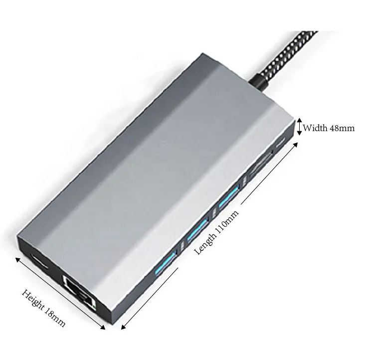 Usb 3.1 9 in 1 Usb Hub usb c hub Type c to HDMI4K*1+VGA1080P*1+USB3.0*3+USB3.0 NIC (gigabit)+PD charging *1+SD+TF
