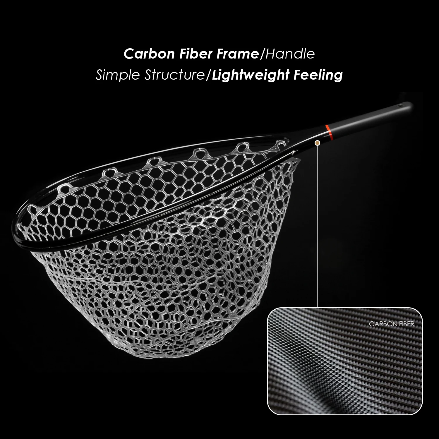 SF Fly Fishing Stealth Carbon Fiber Landing Net Soft Silicone Rubber Mesh Trout Catch and Release Net