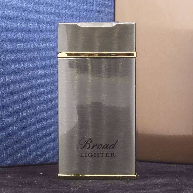 Classic metal gas lighter red flame windproof ultra-thin electroplating tang grass cigarette lighter