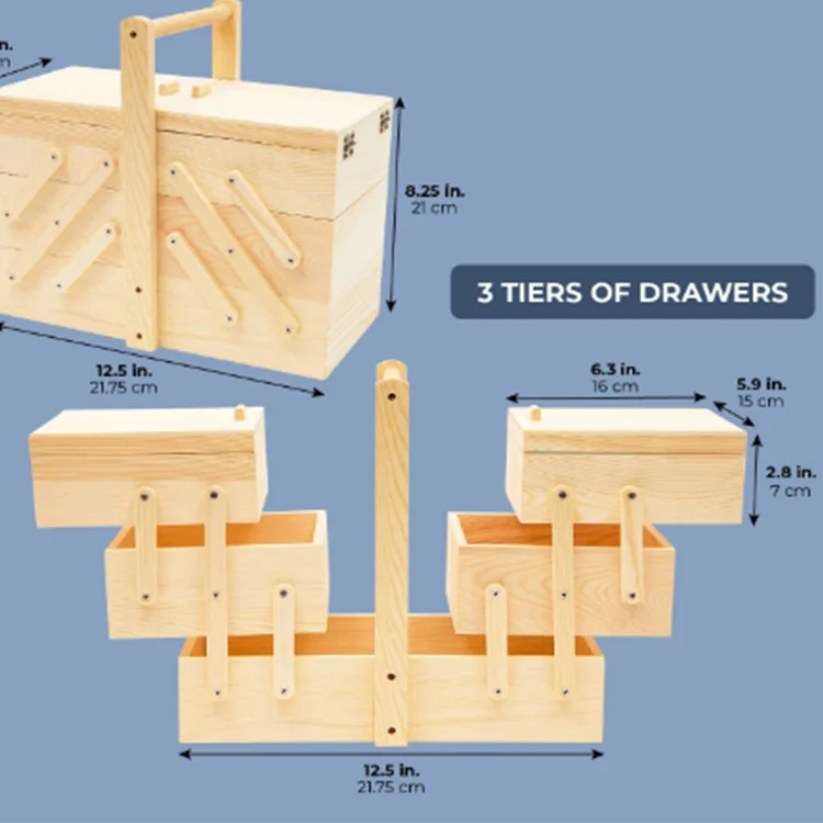 
Modern Style Solid Wood Furniture Natural Pin Cushioned Wooden Handcrafted Sewing Jewellery Box 