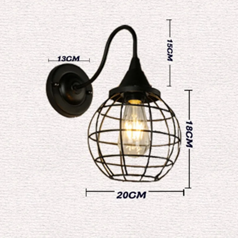 Black Color Industrial Restaurant Vintage Lamps Cafe Clothes Shop Office Bar LED Lighting Antique Wall Lamp