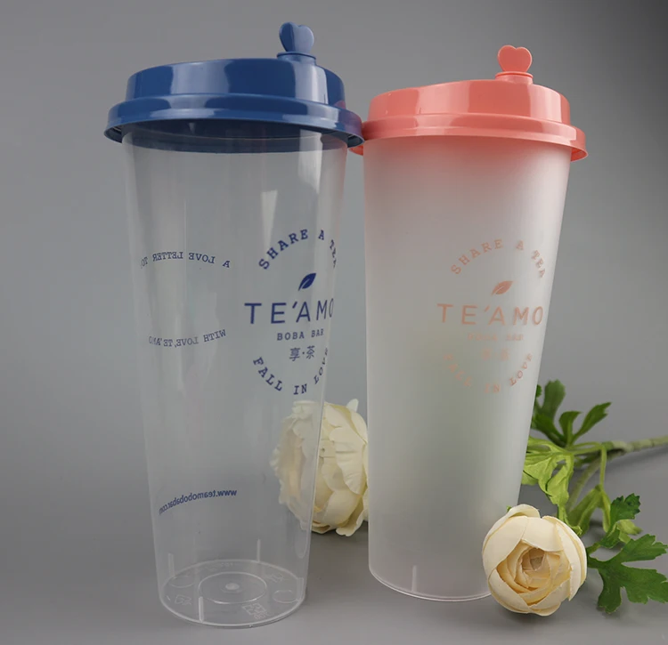 
700ml/24oz disposable Clear or Frosted plastic milk tea cup/ Beverage Packaging plastic Cup 