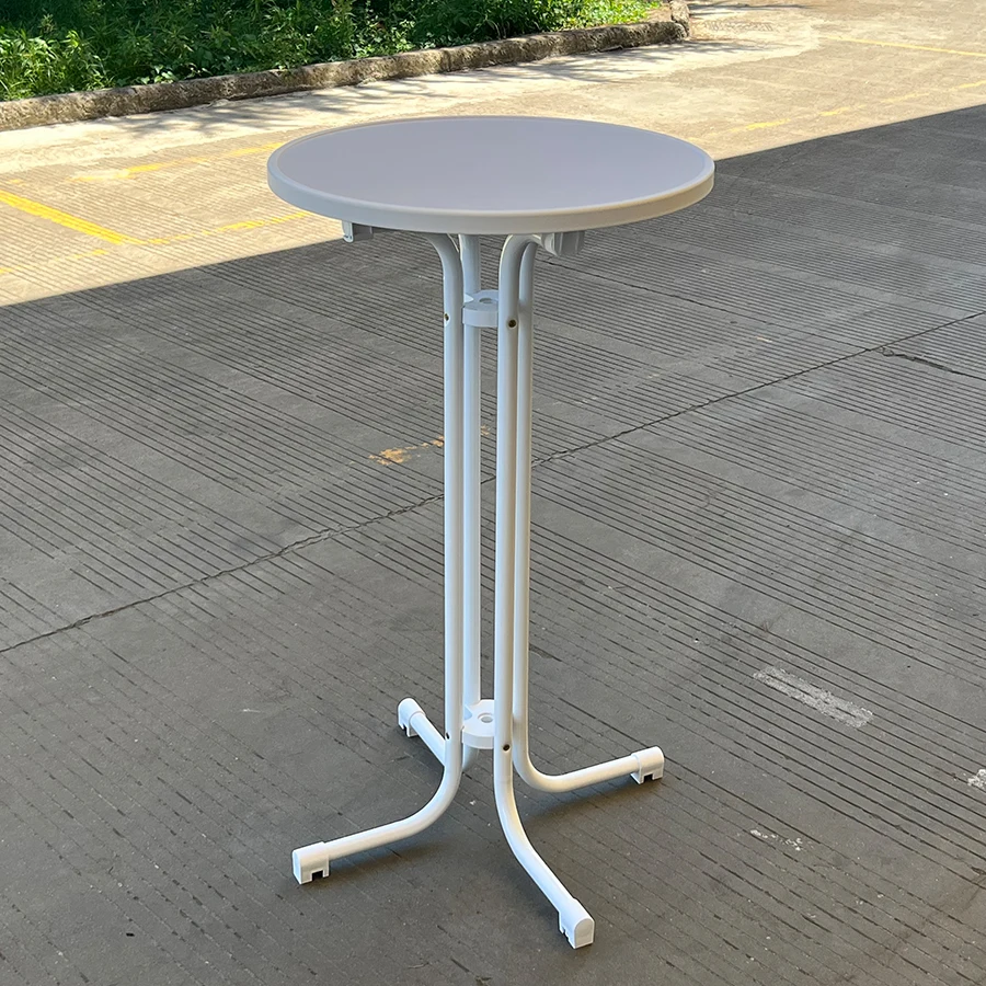 Outdoor MDF edge plastic high top 24' white folding round bar folding table