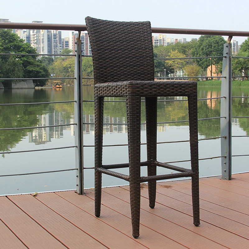 Rattan Bar Stools Outdoor Garden Furniture Bistro Bar Restaurant patio PE rattan chair and table Rattan Wicker Bar Chair