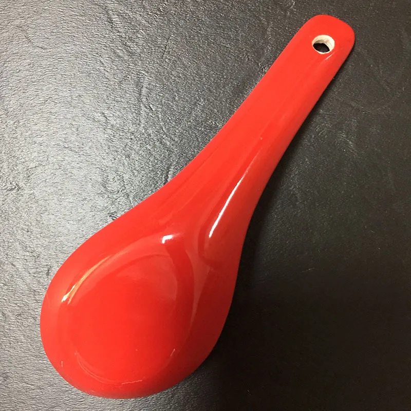 Festive Color Glaze Wedding Red Ceramic Soup Chinese Rice Noodle Spoon Gift Set