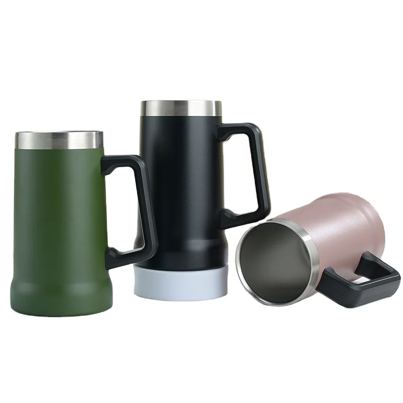 Large hand Beer Stein 25 oz stainless steel double-wall vacuum bottle thermos A curling beer mug with a handle