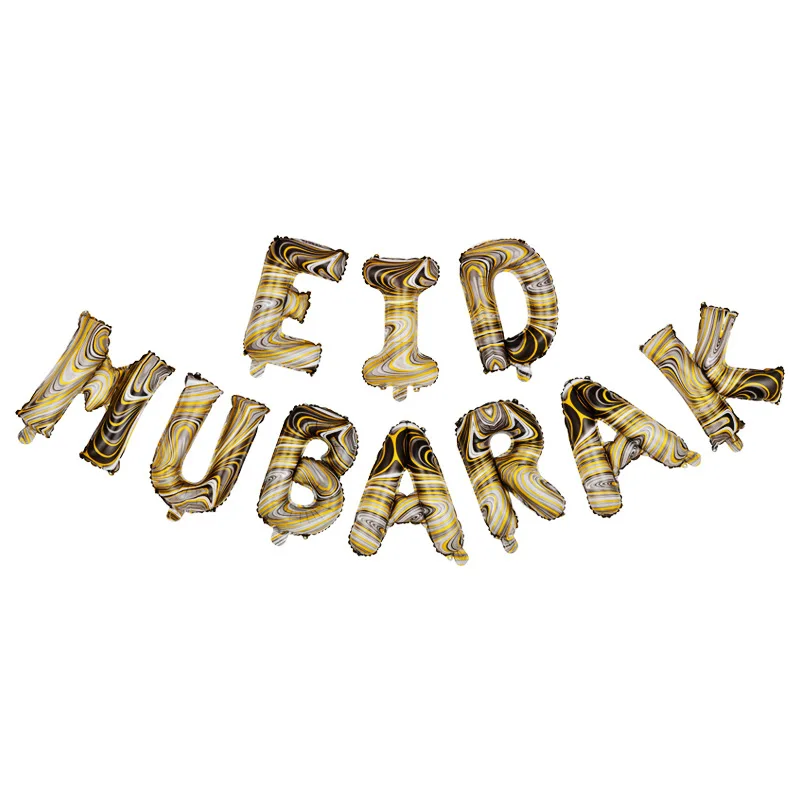16 inch Muslim Eid al-fitr Letter Balloon Banner Kit Eid Mubarak Foil Balloons For Islamic Eid Decoration Set