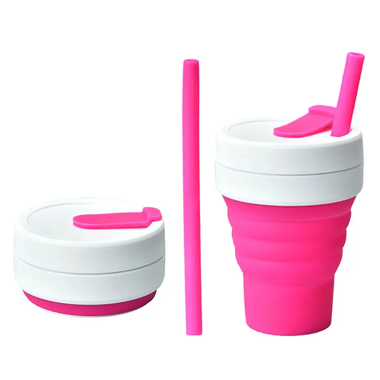 Collapsible Silicone Coffee Cup Foldable Collapsible  Silicone Sippy Cups With Lid