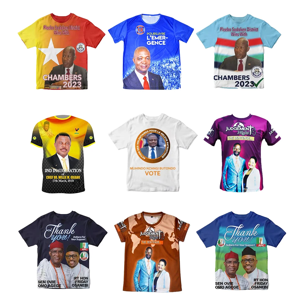 Huiyi Competitive Price Custom Polyester Tshirt Factory Hot Sales Full Print T Shirt Papua New Guinea Election T-Shirt