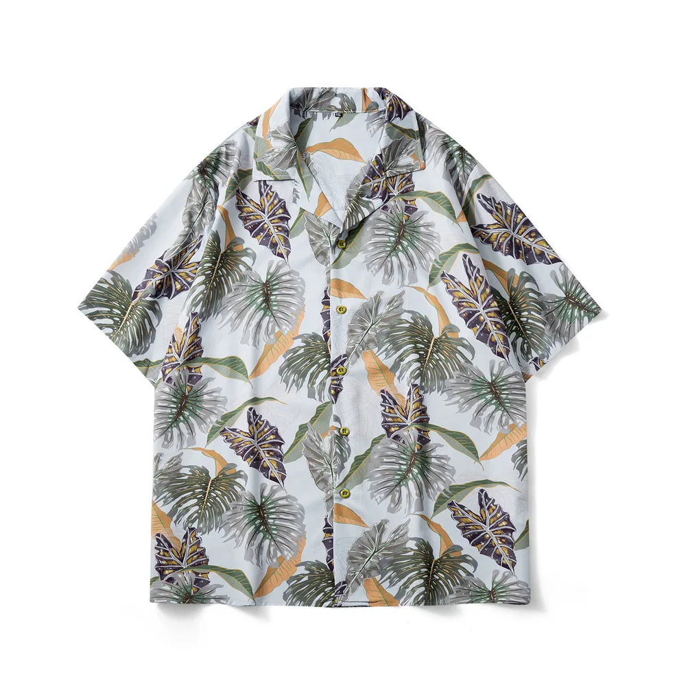 Гавайская Мужская рубашка из органического хлопка, пляжная одежда для отдыха, цифровая печать, повседневные футболки