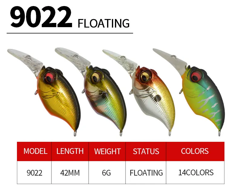 Factory Wholesale 42mm 6g Crank Lure Floating Lure Crankbait fishing artificial bait swim bait bass fishing baits for sale