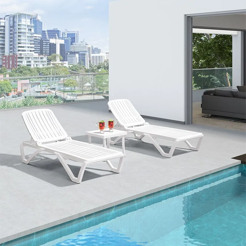 Outdoor Furniture Patio Sun Loungers Chaise Lounge Set Aluminum Sling Fabric Swimming Pool Sunbed