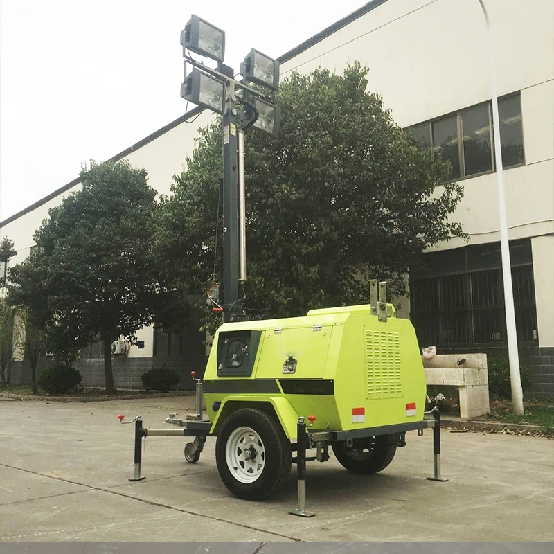 Portable Diesel Generator Lighting Tower Manual Mast Industrial Outdoor Light Tower