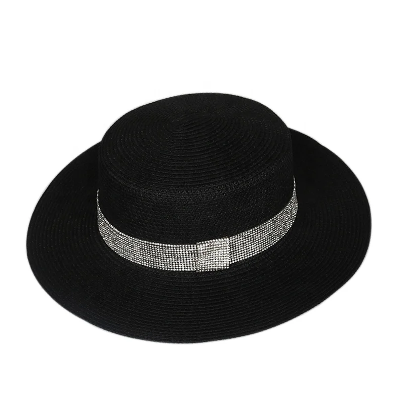 New Hot Selling Solid Women Beach Hats Straw Hat Foldable Beach Sun Hat Roll Up Striped Straw Women