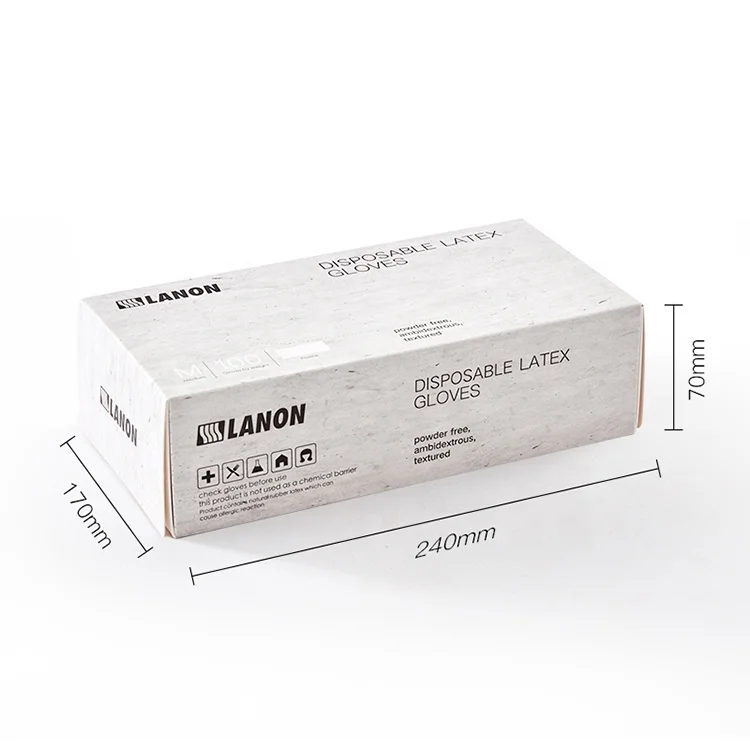 Custom logo paper box disposable finger texture powder free Nitrile gloves pink box