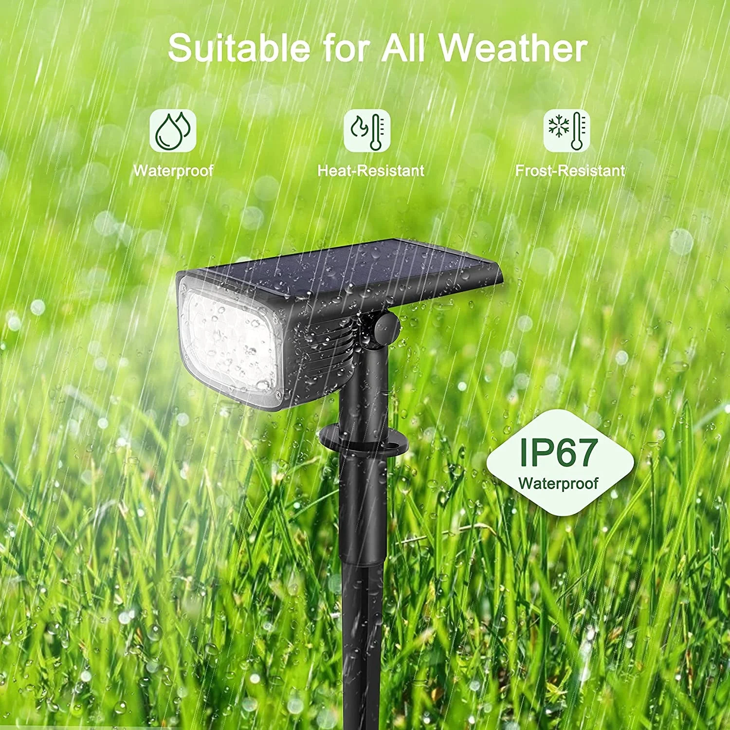 2 Pack Solar Landscape Spotlights, Solar Spotlights Outdoor IP67 Waterproof Outdoor Solar Powered Security Wall Light for Yard