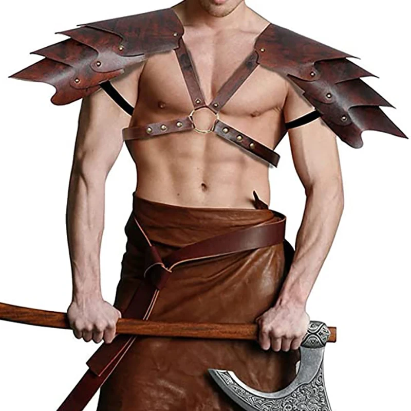 Shoulder Leather Armor Renaissance Viking Armor Adjustable Buckles Cover Cape Arm Medieval Larp Costume