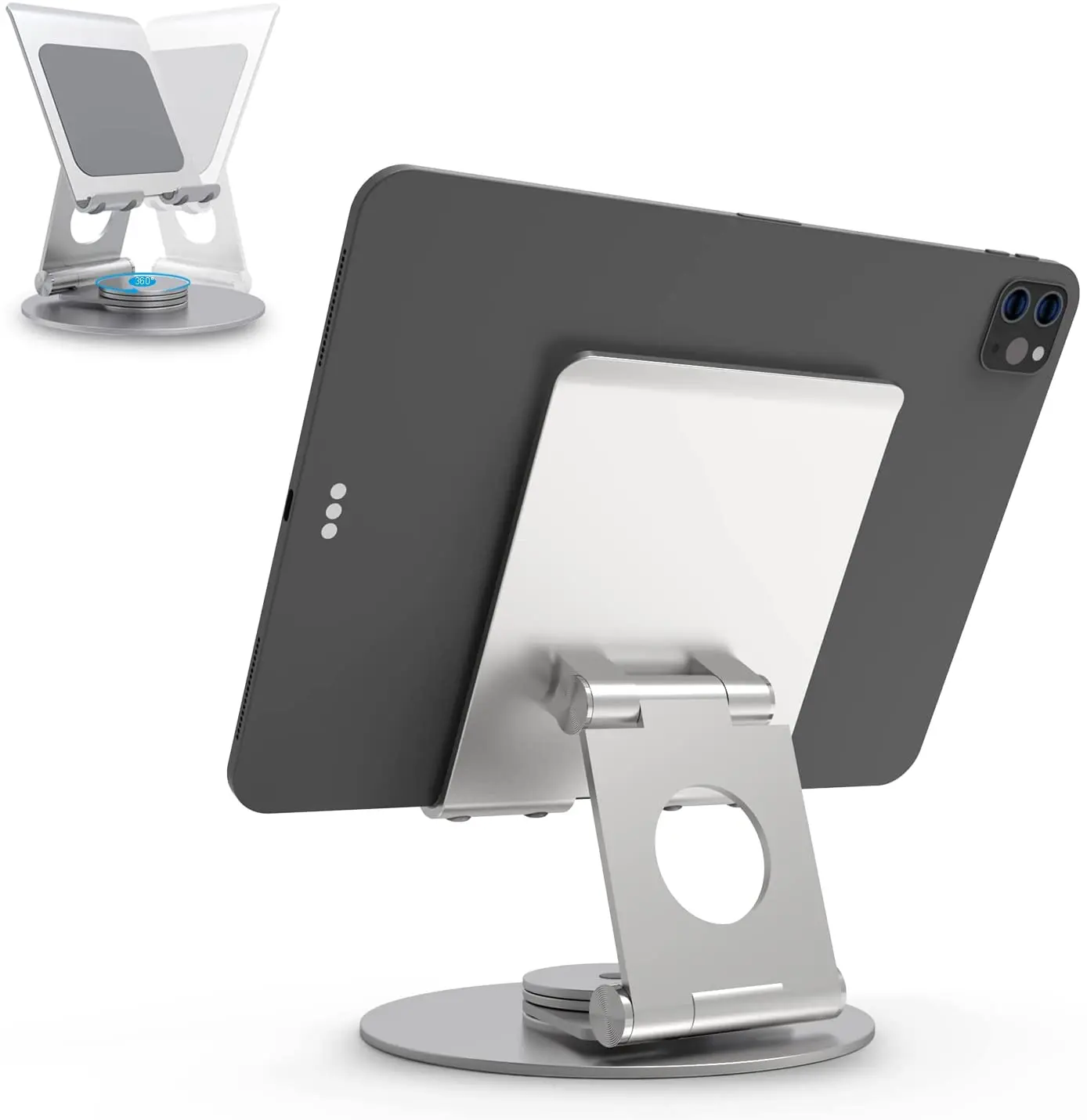 tablet Stand Swivel Aluminum Portable 360 Rotating Tablet Stand Holder for Desk,Business,Kitchen,Desktop