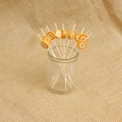 
Disposable bamboo flower stick 12cm cocktail decorative stick dessert stick 