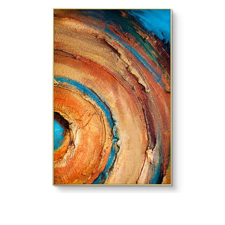 Hand painted orange abstract painting thick color decorative oil painting living room wall decoration