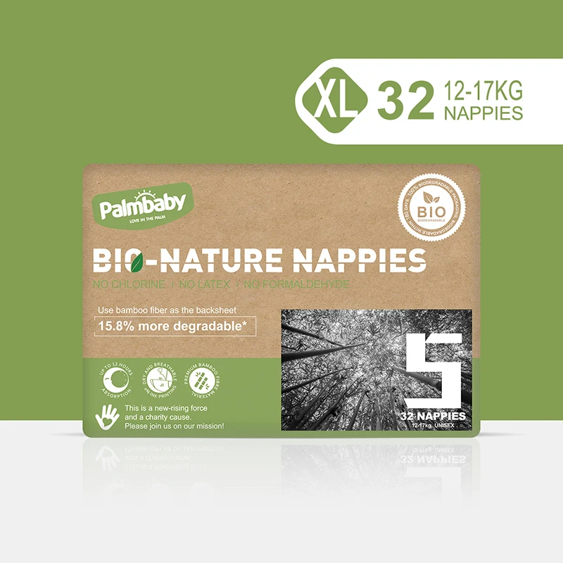 Palmbaby Eco Friendly Bio Degradable Baby Diapers Size NB/S/M/L/XL/XXL Nature Bamboo Fiber Baby Nappy