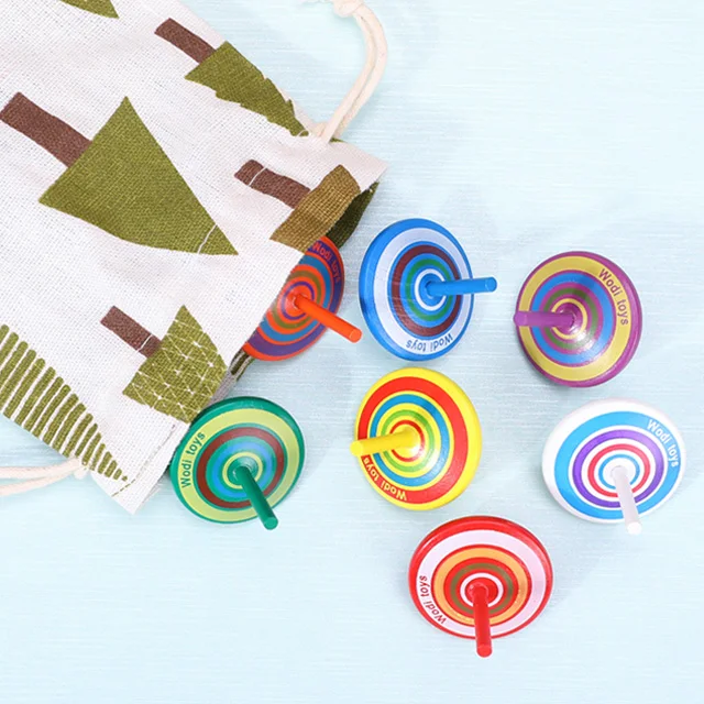 New Arrival Wholesale  Classic Wooden Spinning Tops Educational Montessori Kids Wood Gyroscope toys