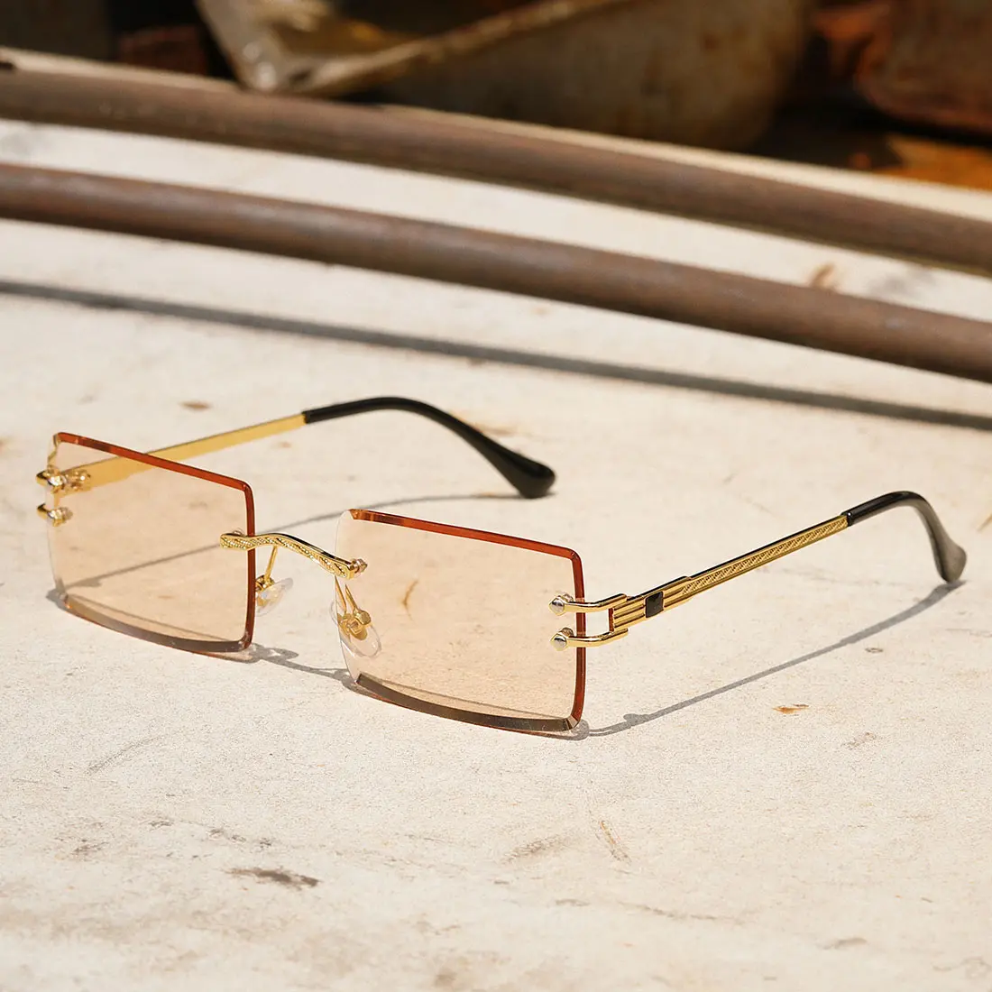 Men sunglasses 2021 shades crystal shape frameless sunglasses luxury womens small square glasses rimless uv400 sunglasses