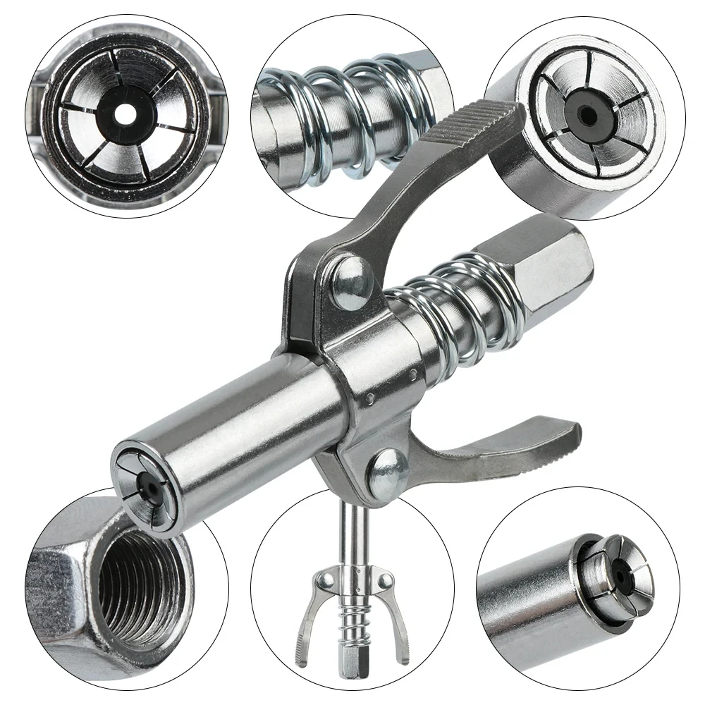 Grease Gun Coupler 10000 PSI NPTI/8 Oil Pump Quick Release Grease Tip With 30cm Hose Syringe Lubricant Tip Grease Nozzle Tool